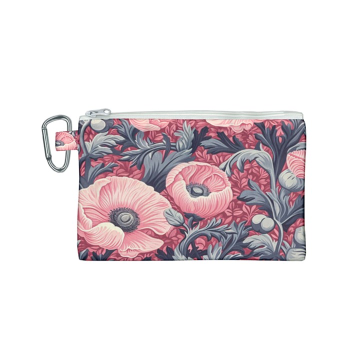 Vintage Floral Poppies Canvas Cosmetic Bag (Small)