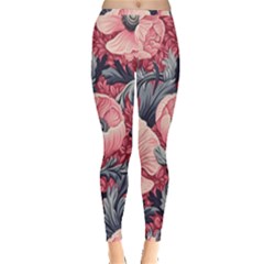 Vintage Floral Poppies Inside Out Leggings