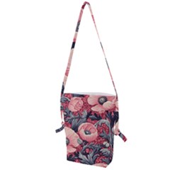 Vintage Floral Poppies Folding Shoulder Bag
