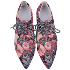 Vintage Floral Poppies Pointed Oxford Shoes