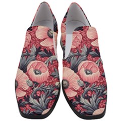 Vintage Floral Poppies Women Slip On Heel Loafers