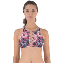 Vintage Floral Poppies Perfectly Cut Out Bikini Top