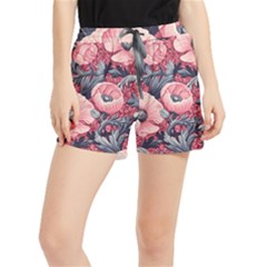 Vintage Floral Poppies Women s Runner Shorts