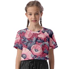 Vintage Floral Poppies Kids  Basic T-shirt