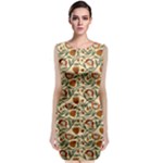 Floral Design Sleeveless Velvet Midi Dress