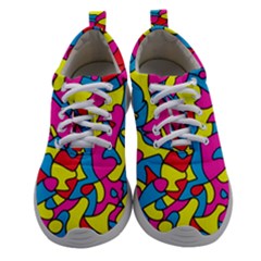 Colorful-graffiti-pattern-blue-background Women Athletic Shoes