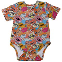 Pop Culture Abstract Pattern Baby Short Sleeve Bodysuit by designsbymallika