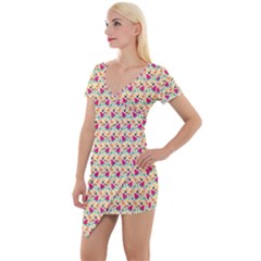 Summer Watermelon Pattern Short Sleeve Asymmetric Mini Dress by designsbymallika