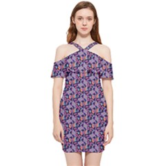Trippy Cool Pattern Shoulder Frill Bodycon Summer Dress by designsbymallika