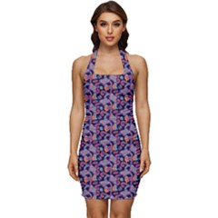 Trippy Cool Pattern Sleeveless Wide Square Neckline Ruched Bodycon Dress
