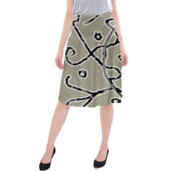 Sketchy Abstract Artistic Print Design Midi Beach Skirt by dflcprintsclothing