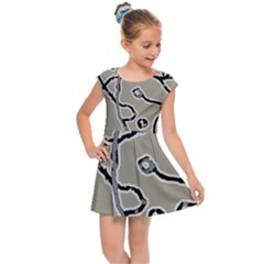 Sketchy Abstract Artistic Print Design Kids  Cap Sleeve Dress by dflcprintsclothing