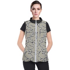 Sketchy Abstract Artistic Print Design Women s Puffer Vest
