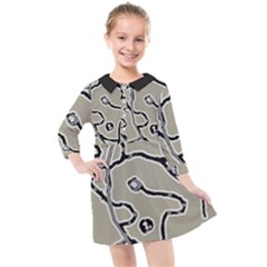Sketchy Abstract Artistic Print Design Kids  Quarter Sleeve Shirt Dress by dflcprintsclothing