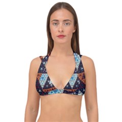 Fractal Triangle Geometric Abstract Pattern Double Strap Halter Bikini Top by Cemarart