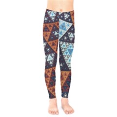 Fractal Triangle Geometric Abstract Pattern Kids  Leggings by Cemarart