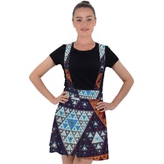 Fractal Triangle Geometric Abstract Pattern Velvet Suspender Skater Skirt