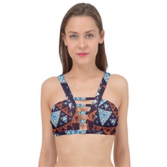 Fractal Triangle Geometric Abstract Pattern Cage Up Bikini Top
