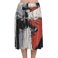 Abstract  Velvet Flared Midi Skirt