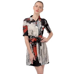 Abstract  Belted Shirt Dress