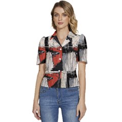 Abstract  Puffed Short Sleeve Button Up Jacket