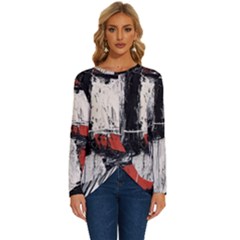 Abstract  Long Sleeve Crew Neck Pullover Top