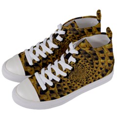 Spiral Symmetry Geometric Pattern Black Backgrond Women s Mid-top Canvas Sneakers by dflcprintsclothing