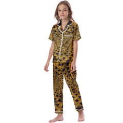 Spiral Symmetry Geometric Pattern Black Backgrond Kids  Satin Short Sleeve Pajamas Set by dflcprintsclothing