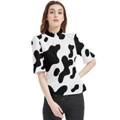 Cow Pattern Frill Neck Blouse