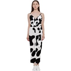 Cow Pattern V-neck Camisole Jumpsuit