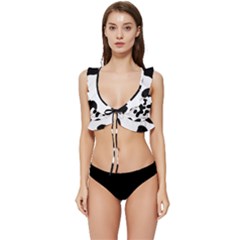 Cow Pattern Low Cut Ruffle Edge Bikini Top