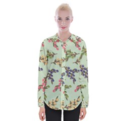 Berries Flowers Pattern Print Womens Long Sleeve Shirt