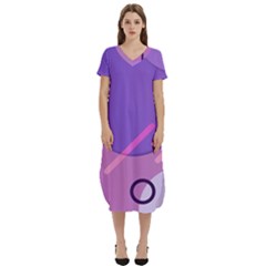 Colorful Labstract Wallpaper Theme T-shirt Midi Dress With Pockets by Apen