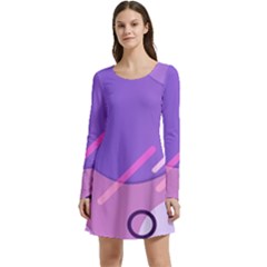 Colorful Labstract Wallpaper Theme Long Sleeve Velour Skater Dress by Apen