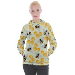Bees Pattern Honey Bee Bug Honeycomb Honey Beehive Women s Hooded Pullover by Bedest