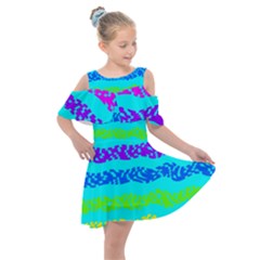 Abstract Design Pattern Kids  Shoulder Cutout Chiffon Dress
