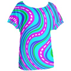 Swirls Pattern Design Bright Aqua Women s Oversized T-shirt by Ndabl3x