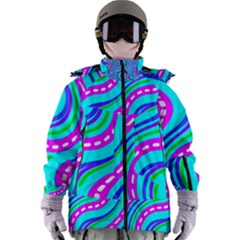 Swirls Pattern Design Bright Aqua Women s Zip Ski And Snowboard Waterproof Breathable Jacket