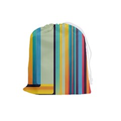 Colorful Rainbow Striped Pattern Stripes Background Drawstring Pouch (large)