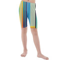 Colorful Rainbow Striped Pattern Stripes Background Kids  Mid Length Swim Shorts