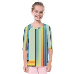 Colorful Rainbow Striped Pattern Stripes Background Kids  Quarter Sleeve Raglan T-shirt