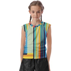 Colorful Rainbow Striped Pattern Stripes Background Kids  Raglan Cap Sleeve T-shirt