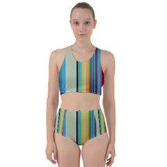 Colorful Rainbow Striped Pattern Stripes Background Racer Back Bikini Set