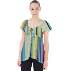 Colorful Rainbow Striped Pattern Stripes Background Lace Front Dolly Top