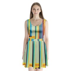 Colorful Rainbow Striped Pattern Stripes Background Split Back Mini Dress 