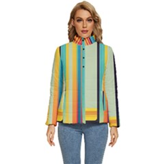Colorful Rainbow Striped Pattern Stripes Background Women s Puffer Bubble Jacket Coat