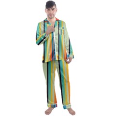 Colorful Rainbow Striped Pattern Stripes Background Men s Long Sleeve Satin Pajamas Set