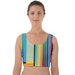 Colorful Rainbow Striped Pattern Stripes Background Velvet Crop Top