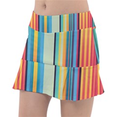 Colorful Rainbow Striped Pattern Stripes Background Classic Tennis Skirt