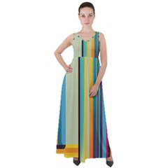 Colorful Rainbow Striped Pattern Stripes Background Empire Waist Velour Maxi Dress